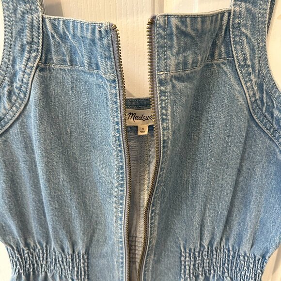 Madewell Denim Zip Smock-Waist Jumpsuit in Baisley Wash Size M - Picture 9 of 11